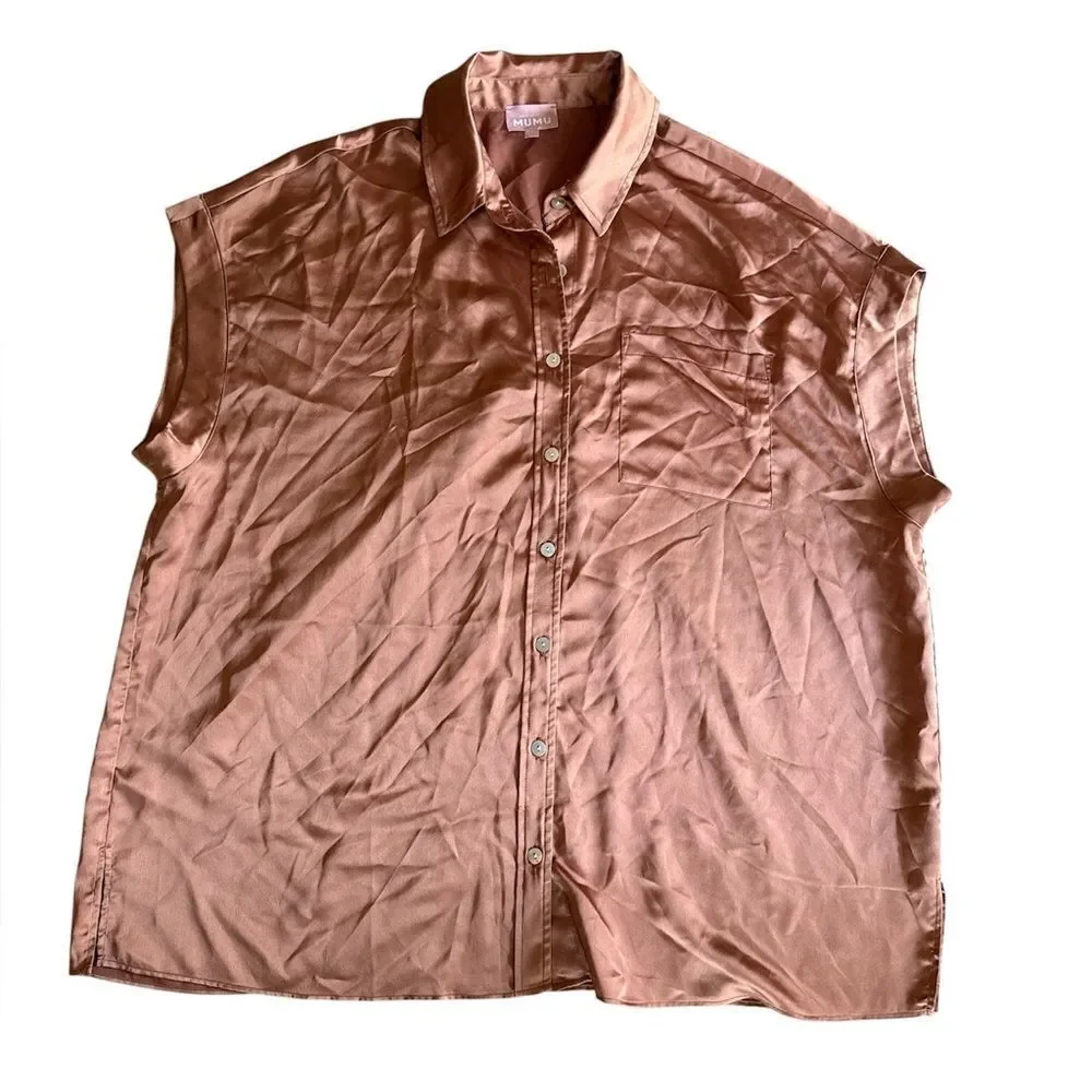 Show Me Your MuMu Copper Satin Pajama Set size XXL Missing tag